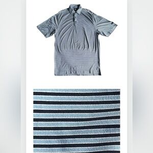 FootJoy Polo Mens Medium Sky Blue Black Striped Golf River Hills Country Casual
